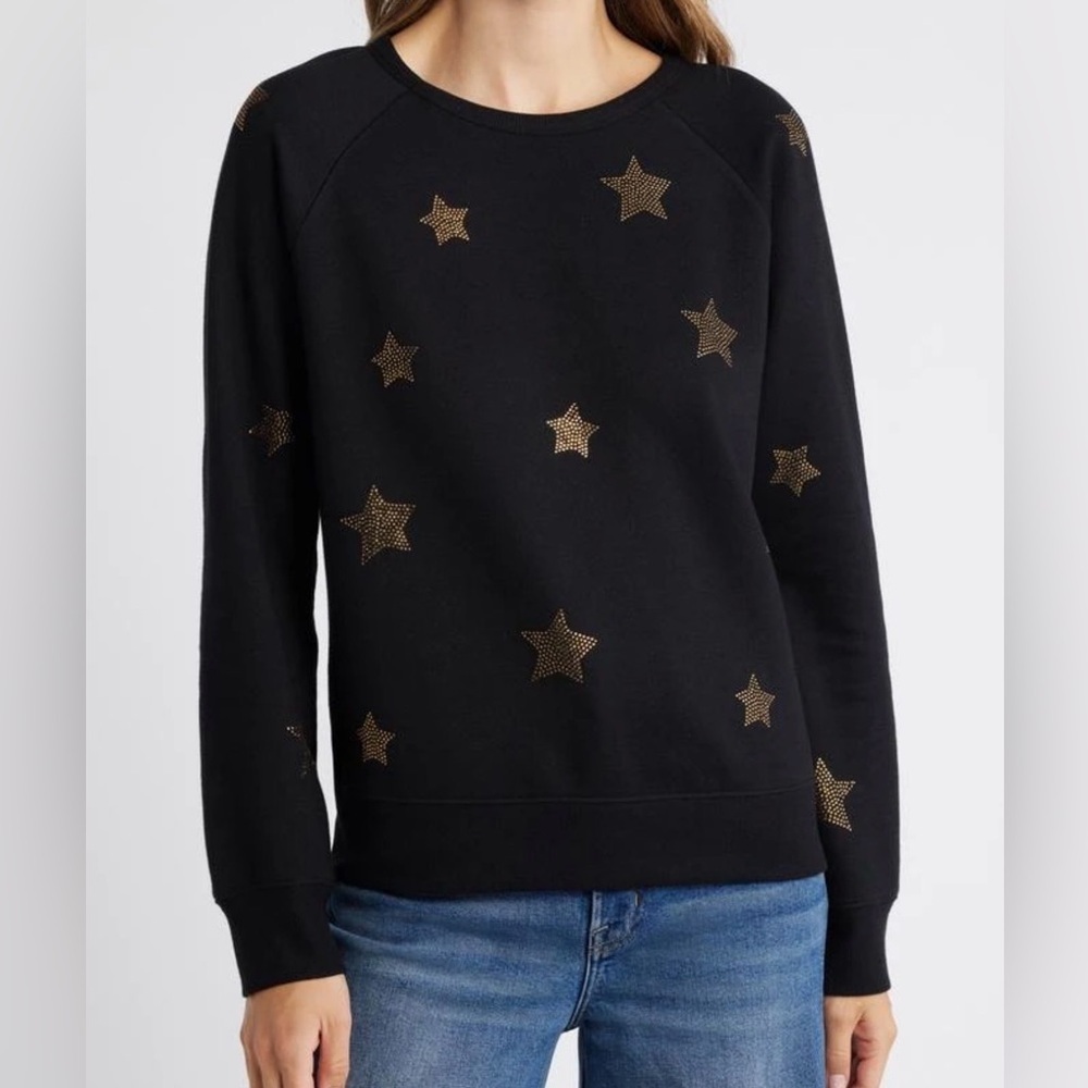 Caslon Black Sweatshirt with Gold Star Details